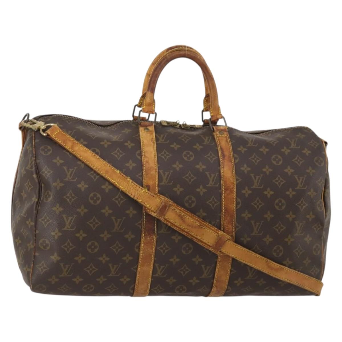 LOUIS VUITTON Monogram Keepall Bandouliere 50 Boston Bag M41416 LV Auth bs36989