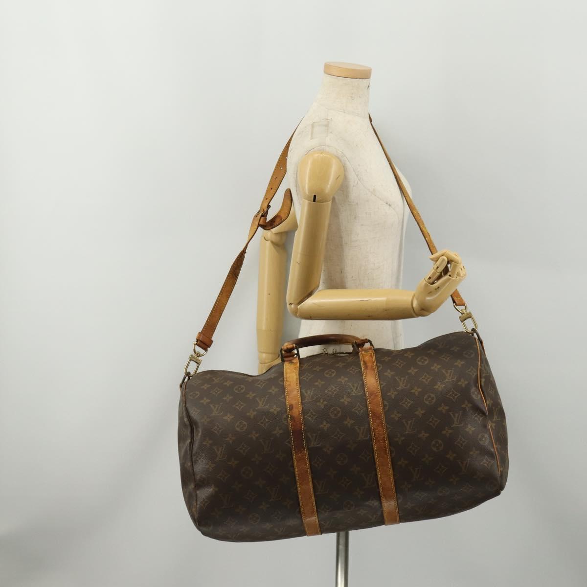 LOUIS VUITTON Monogram Keepall Bandouliere 50 Boston Bag M41416 LV Auth bs36989