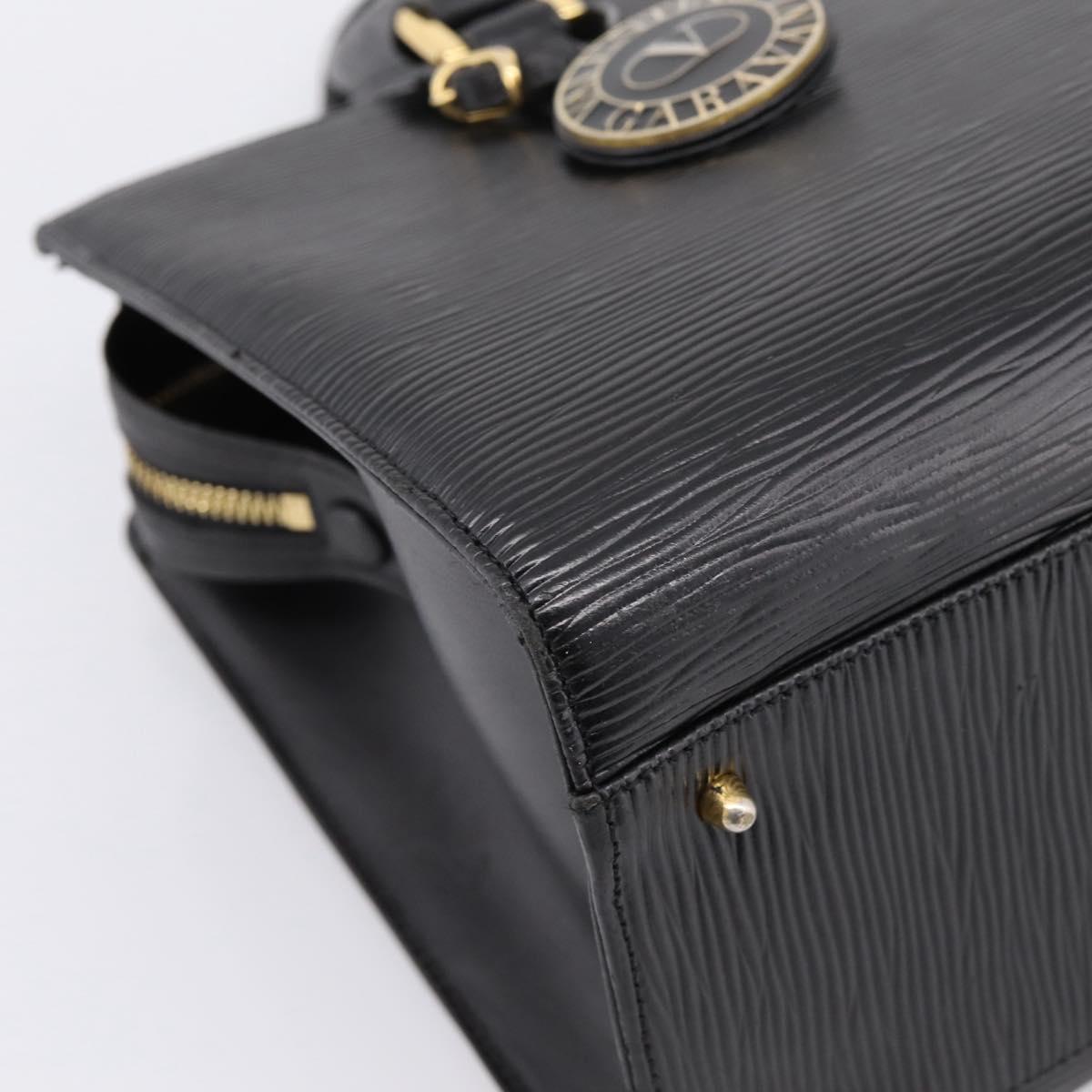 VALENTINO Hand Bag Leather Black Gold Auth bs36997