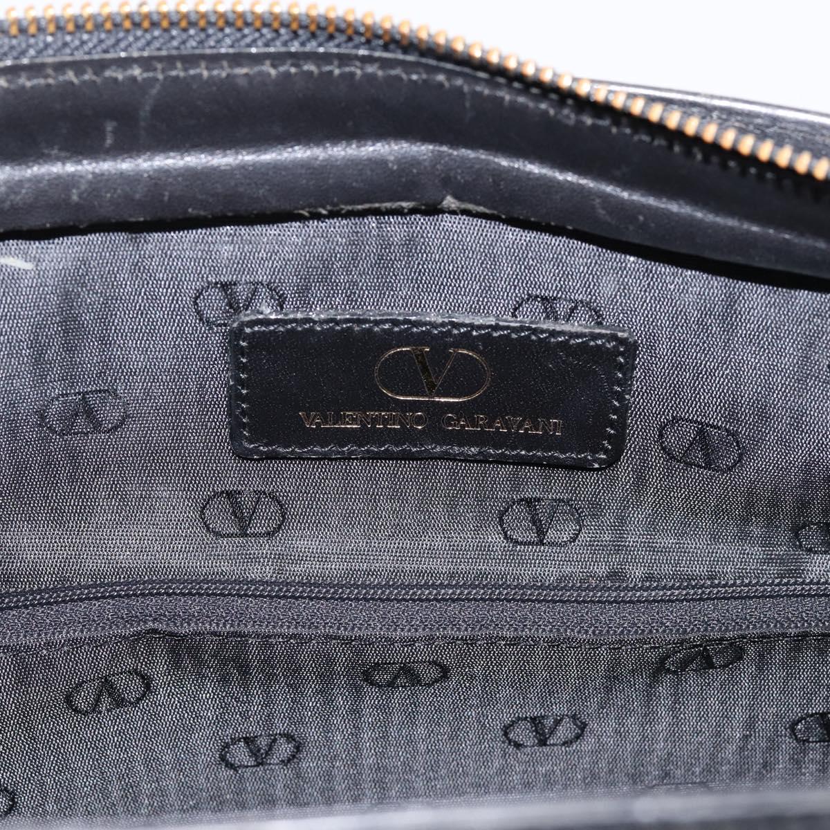 VALENTINO Hand Bag Leather Black Gold Auth bs36997