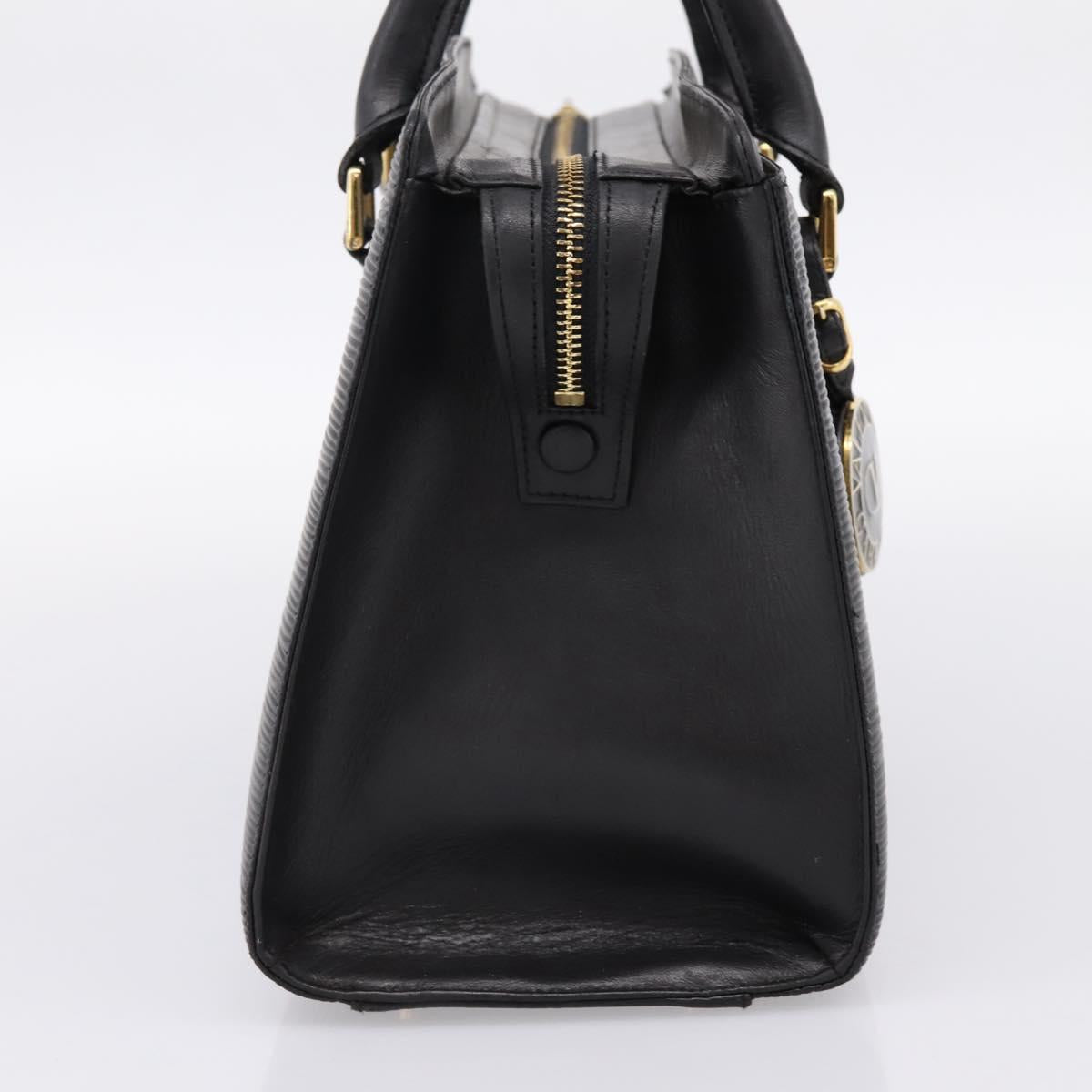 VALENTINO Hand Bag Leather Black Gold Auth bs36997