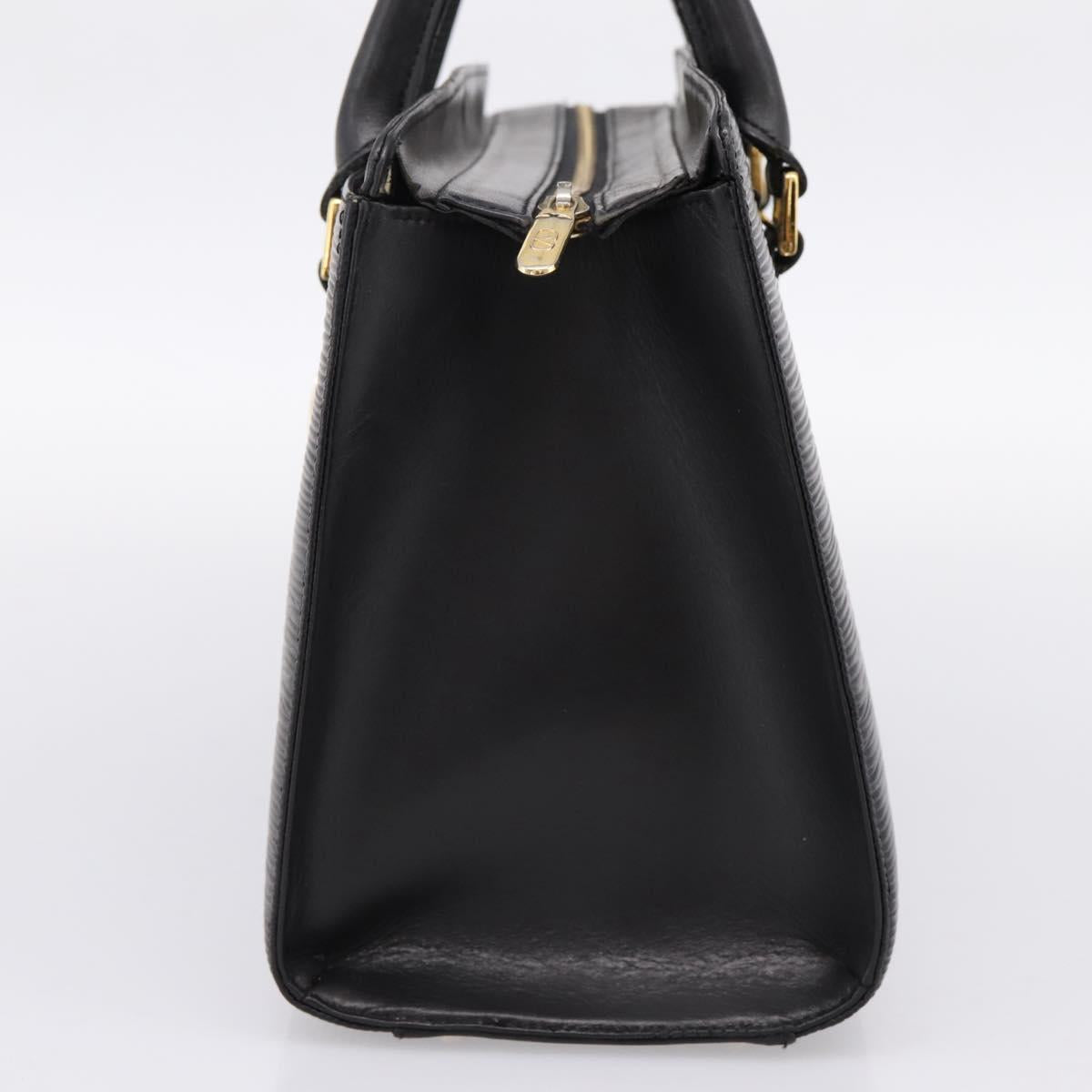 VALENTINO Hand Bag Leather Black Gold Auth bs36997