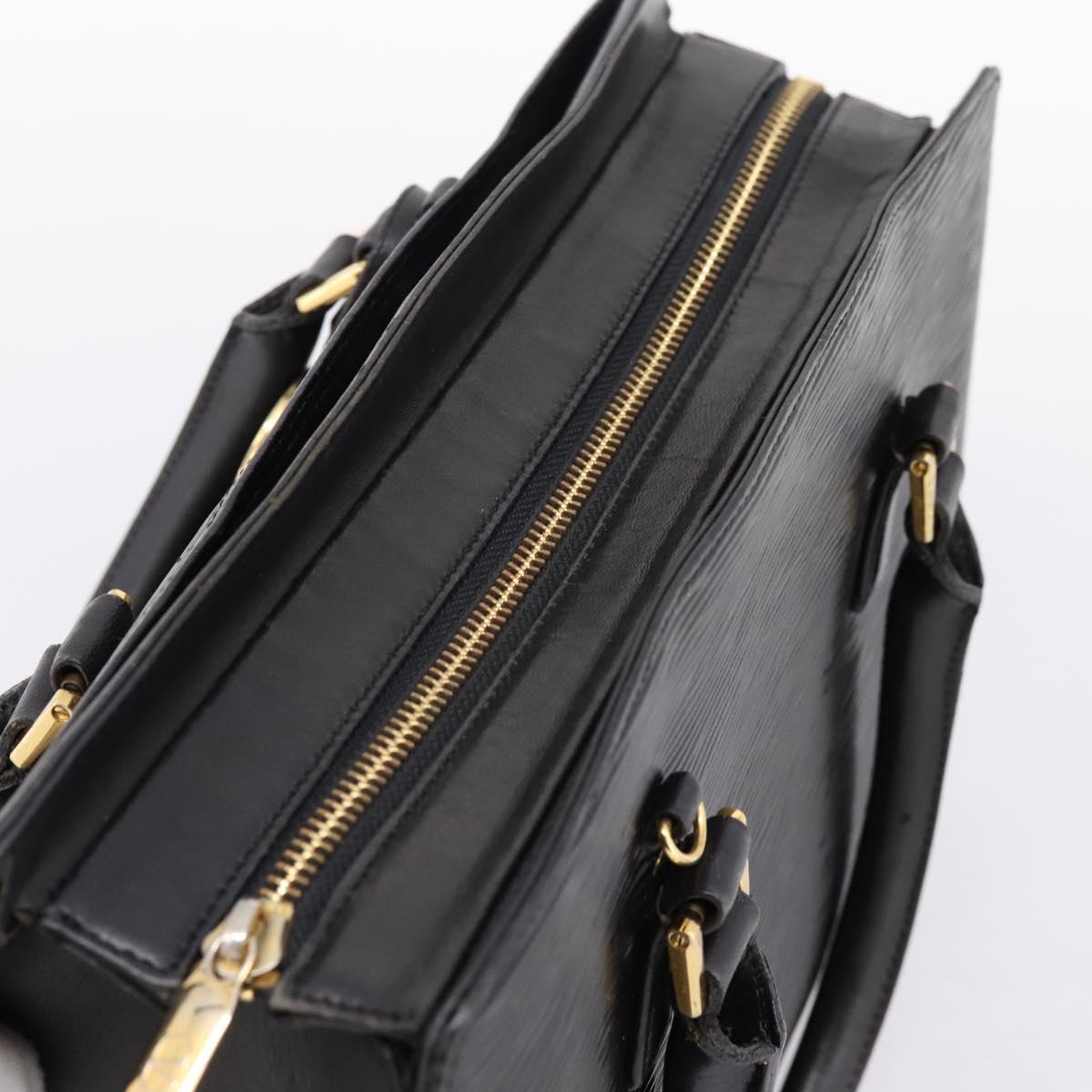 VALENTINO Hand Bag Leather Black Gold Auth bs36997