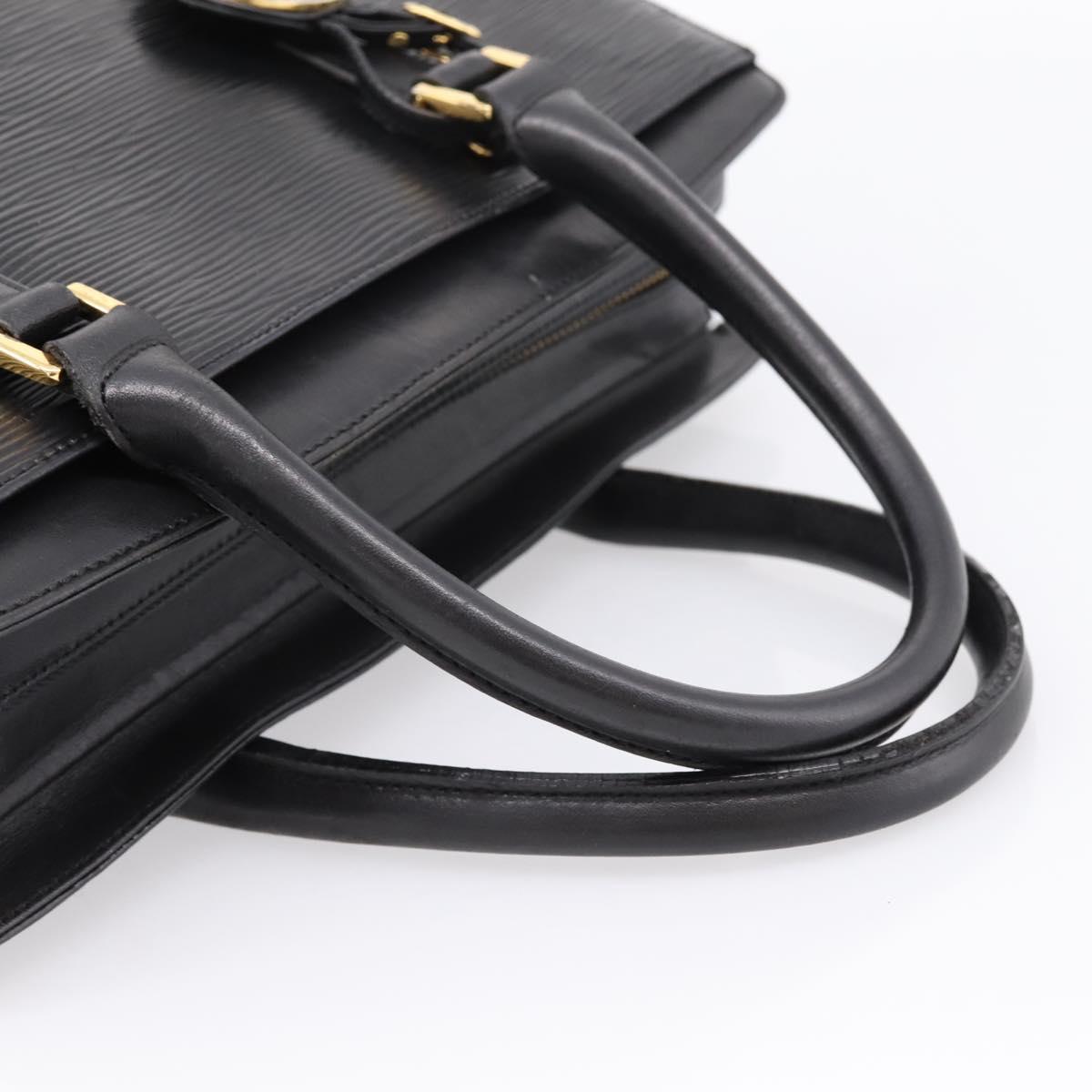 VALENTINO Hand Bag Leather Black Gold Auth bs36997