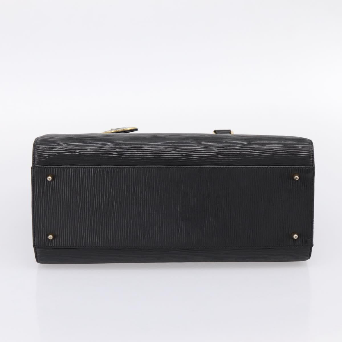 VALENTINO Hand Bag Leather Black Gold Auth bs36997
