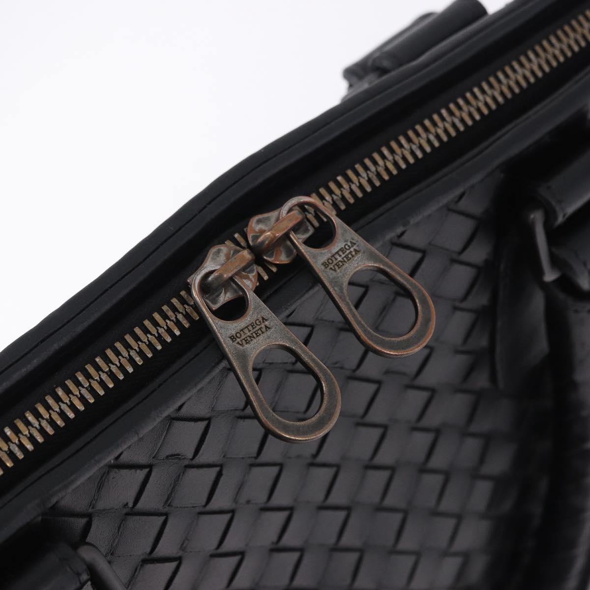 BOTTEGA VENETA INTRECCIATO Business Bag Leather Black Silver Auth bs36998
