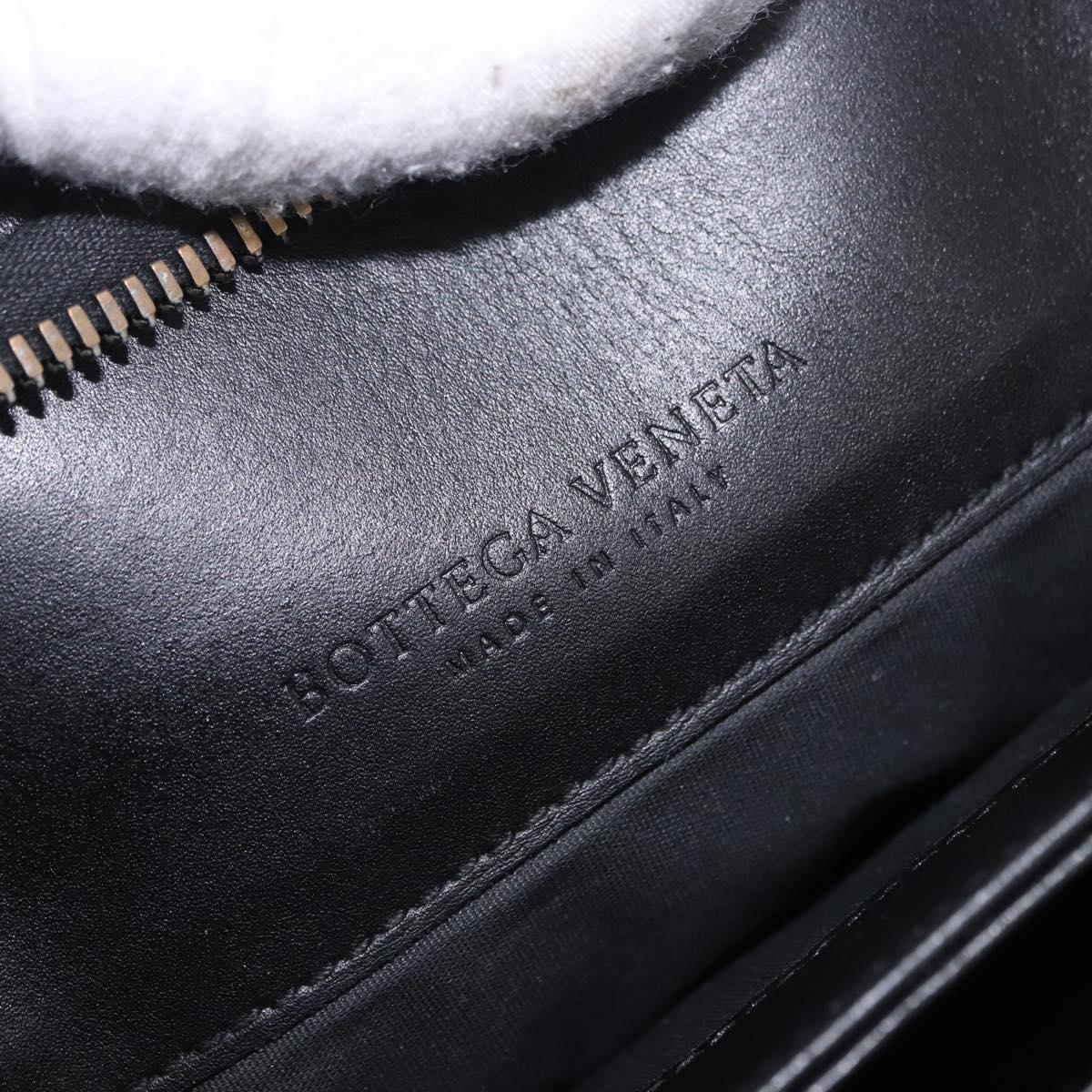 BOTTEGA VENETA INTRECCIATO Business Bag Leather Black Silver Auth bs36998