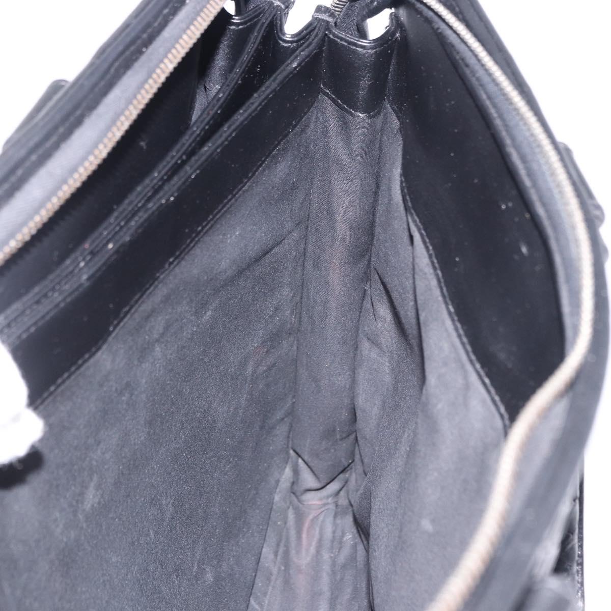 BOTTEGA VENETA INTRECCIATO Business Bag Leather Black Silver Auth bs36998