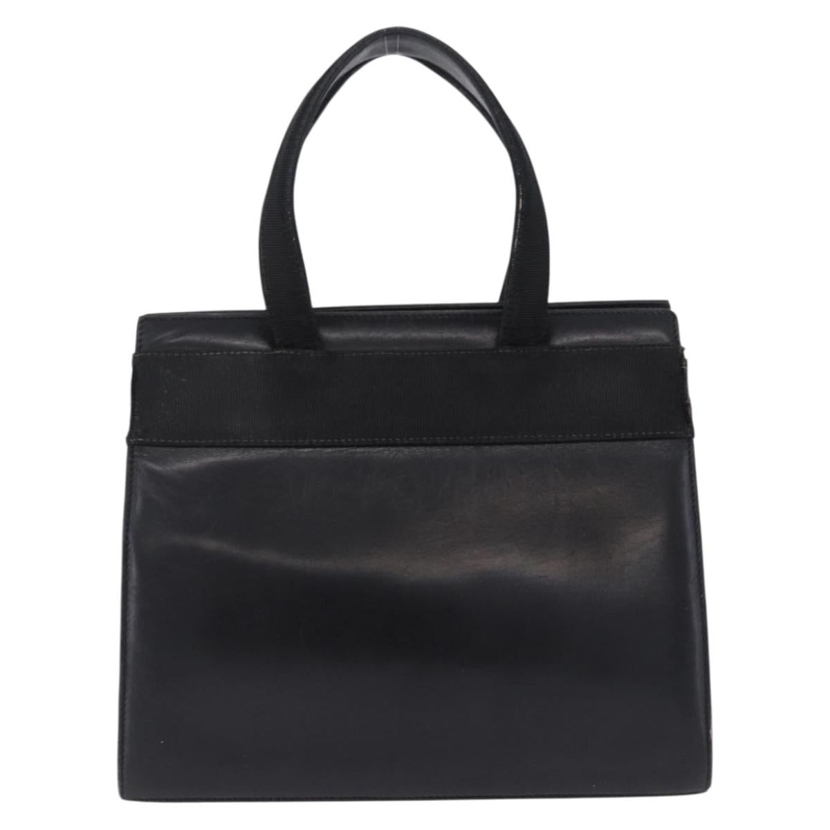 Salvatore Ferragamo Vala Hand Bag Leather Black Gold Auth bs37001