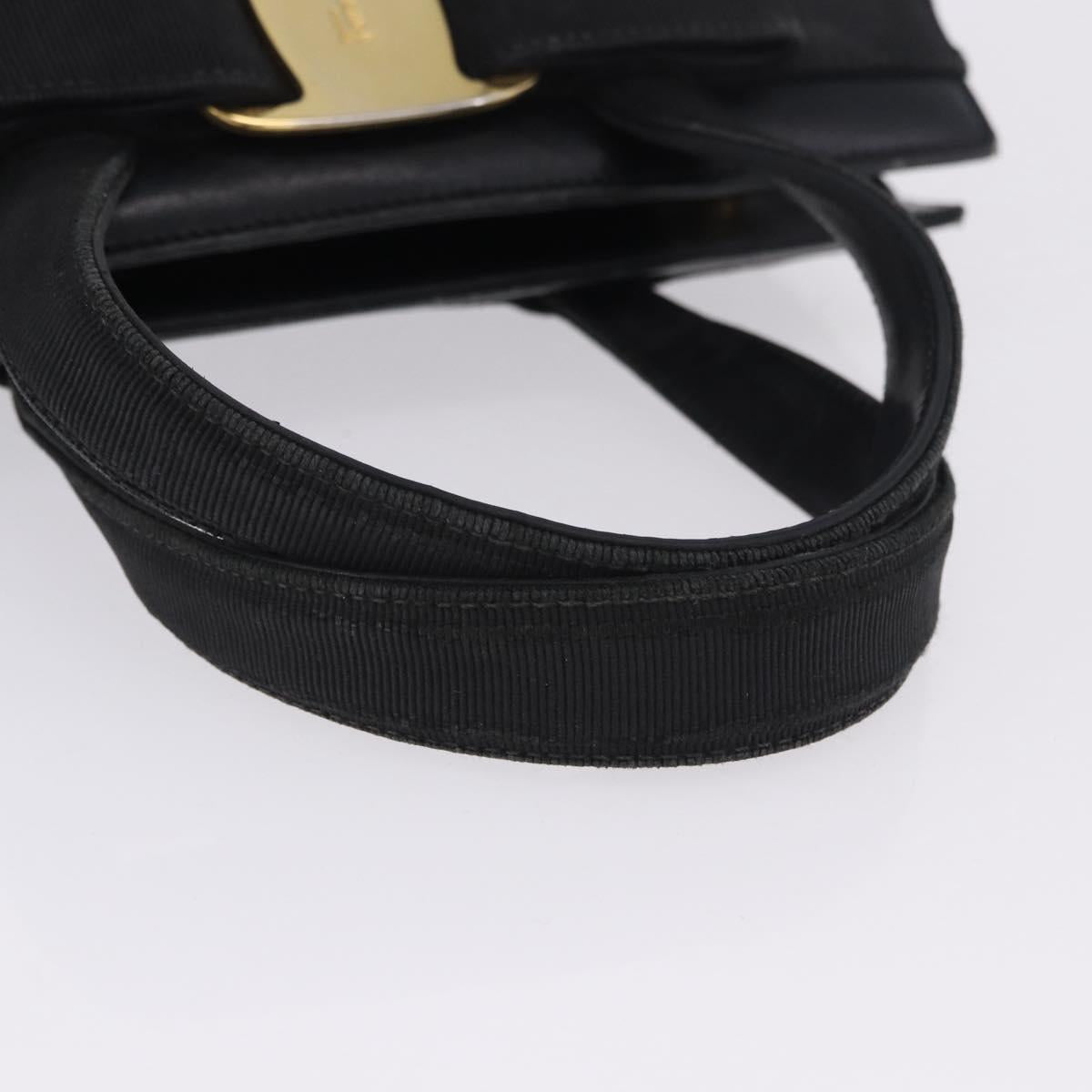 Salvatore Ferragamo Vala Hand Bag Leather Black Gold Auth bs37001