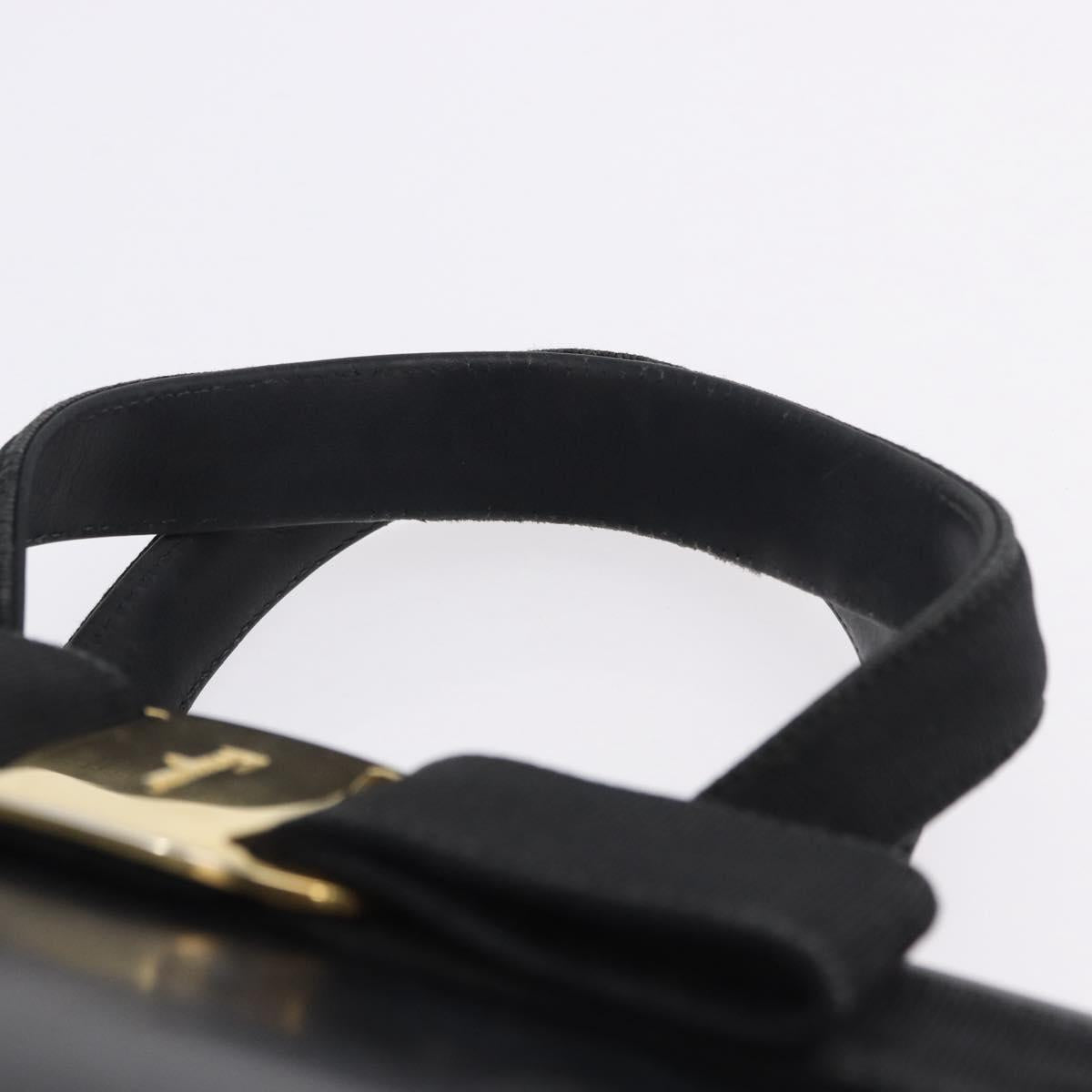 Salvatore Ferragamo Vala Hand Bag Leather Black Gold Auth bs37001