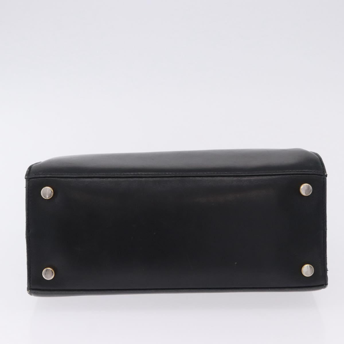 Salvatore Ferragamo Vala Hand Bag Leather Black Gold Auth bs37001