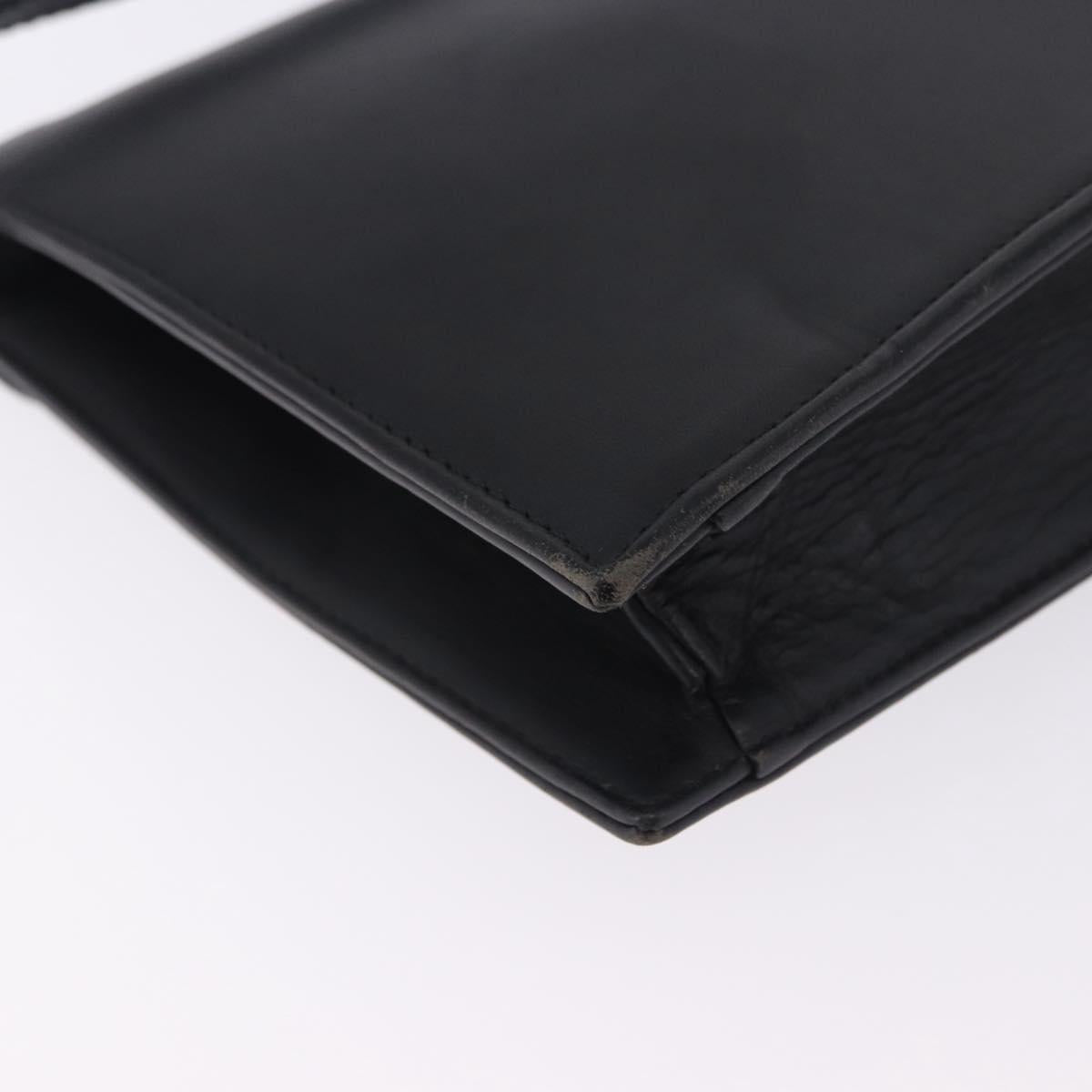 VALENTINO Shoulder Bag Leather Black Gold Auth bs37002