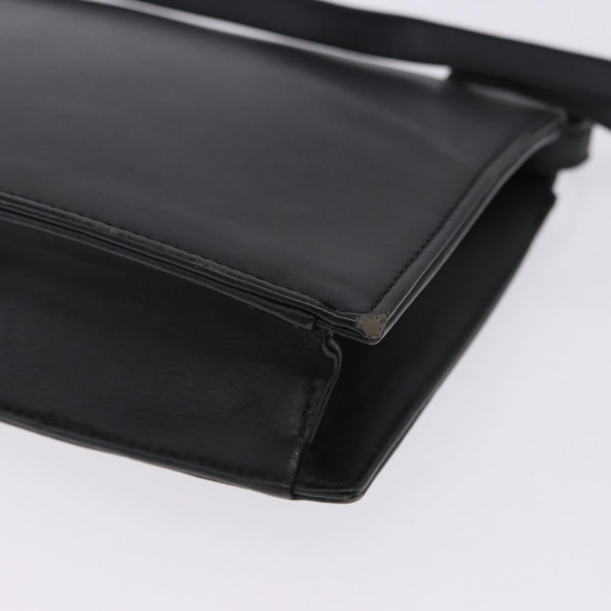 VALENTINO Shoulder Bag Leather Black Gold Auth bs37002