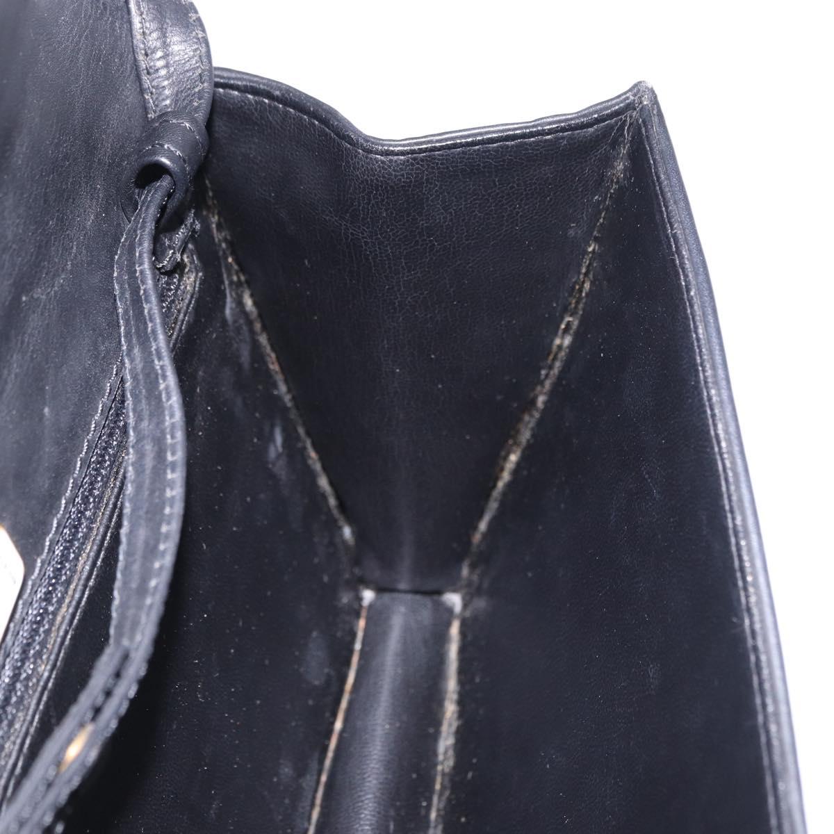 VALENTINO Shoulder Bag Leather Black Gold Auth bs37002