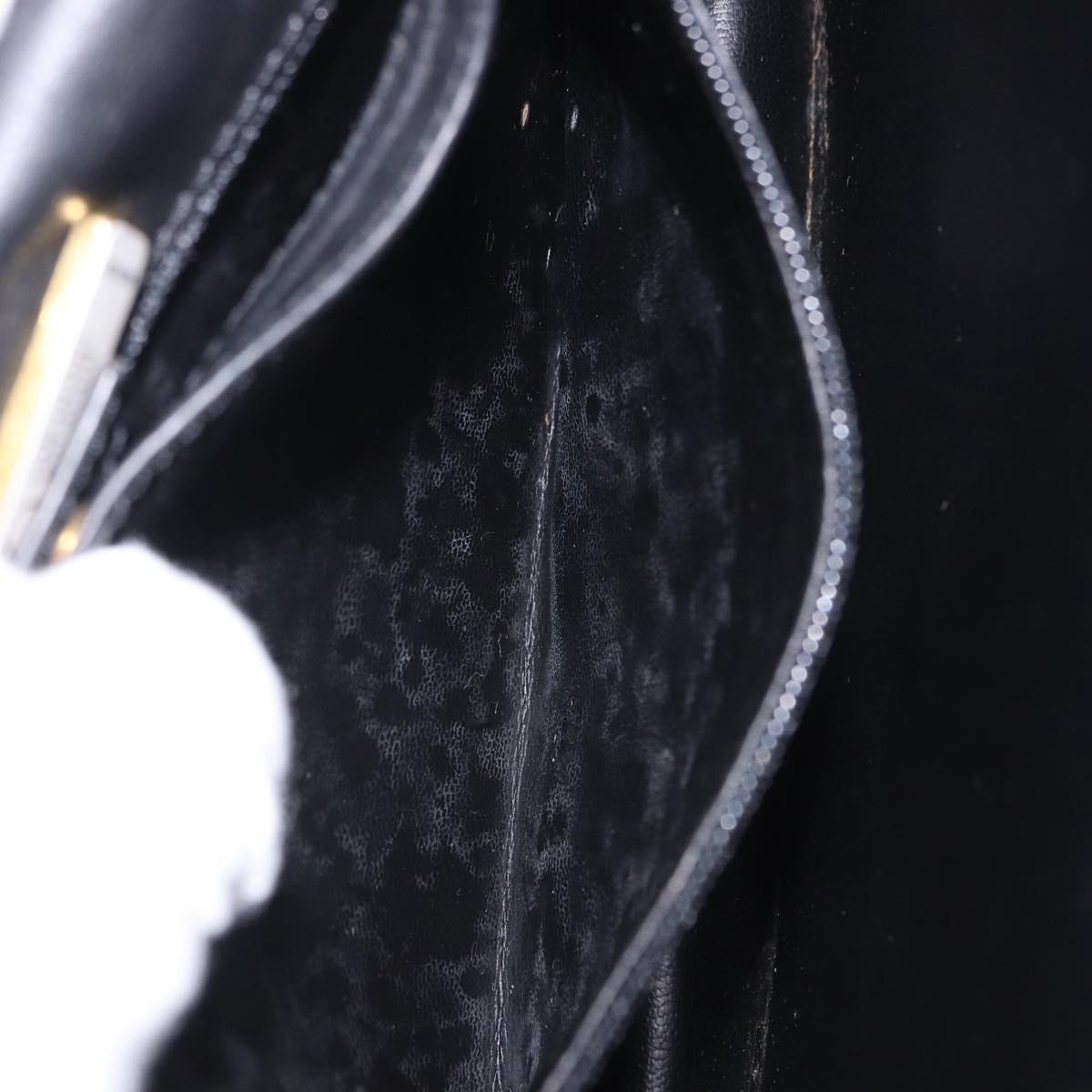 VALENTINO Shoulder Bag Leather Black Gold Auth bs37002