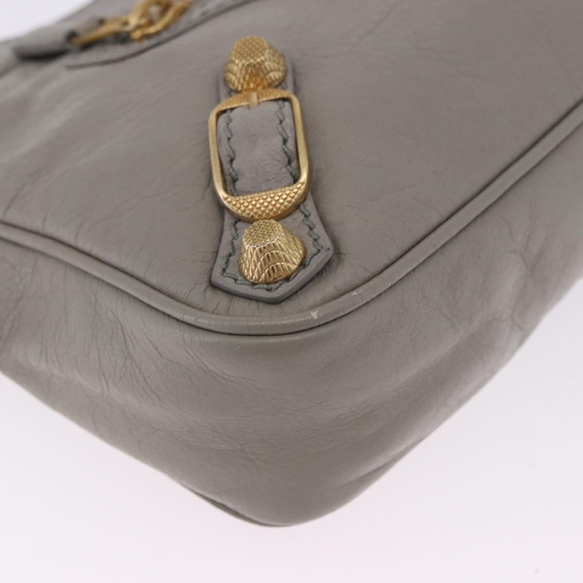 BALENCIAGA Giant Hip Shoulder Bag Leather Gray Gold 237203 Auth bs37003A