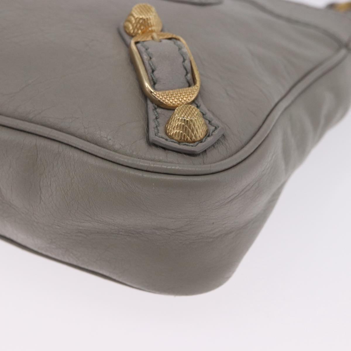 BALENCIAGA Giant Hip Shoulder Bag Leather Gray Gold 237203 Auth bs37003A