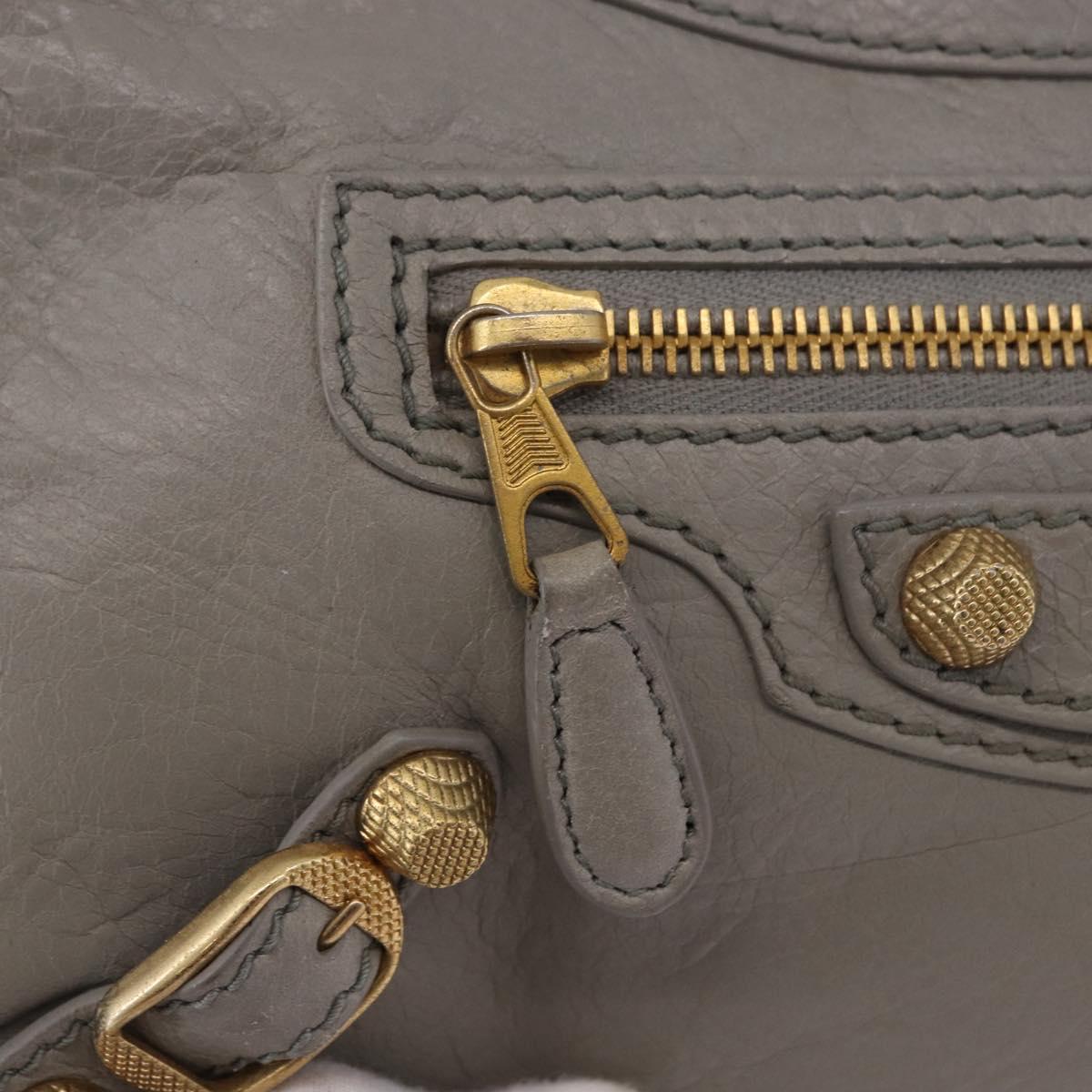 BALENCIAGA Giant Hip Shoulder Bag Leather Gray Gold 237203 Auth bs37003A