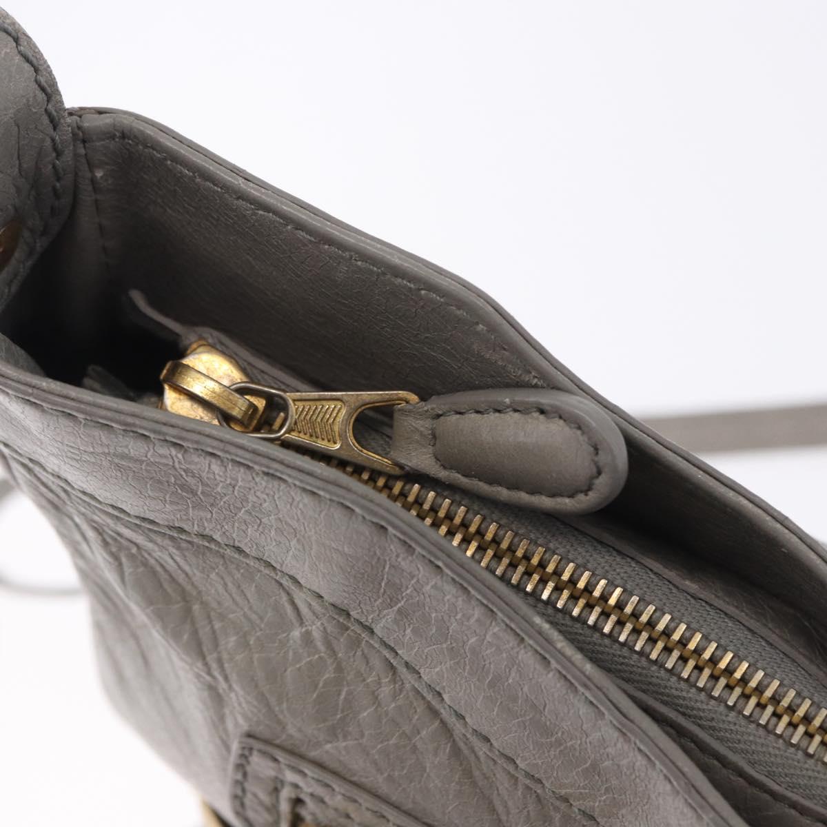 BALENCIAGA Giant Hip Shoulder Bag Leather Gray Gold 237203 Auth bs37003A