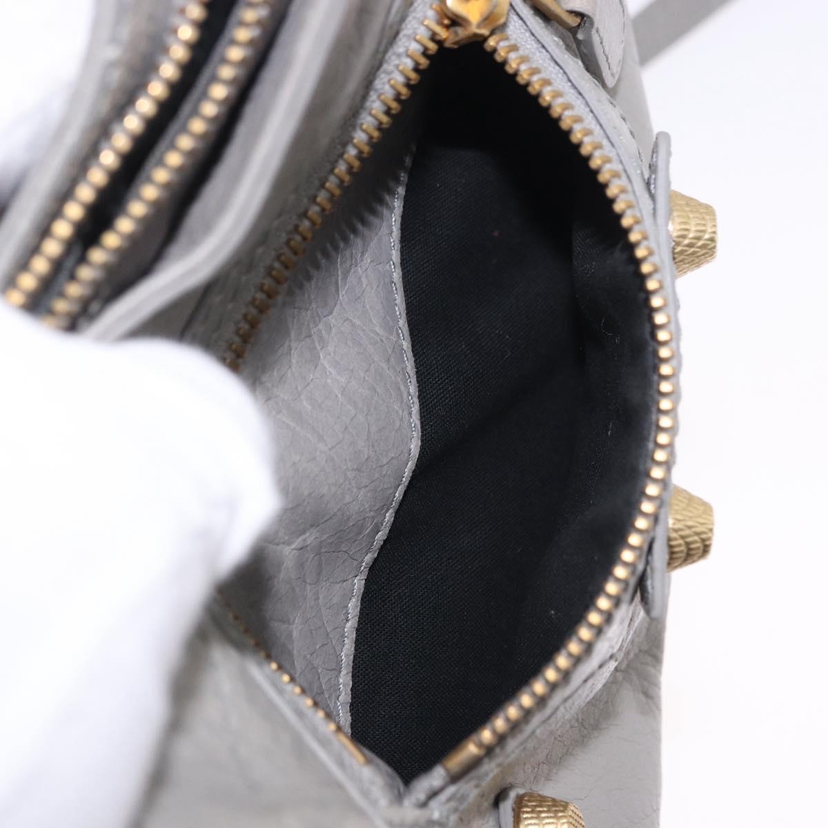 BALENCIAGA Giant Hip Shoulder Bag Leather Gray Gold 237203 Auth bs37003A