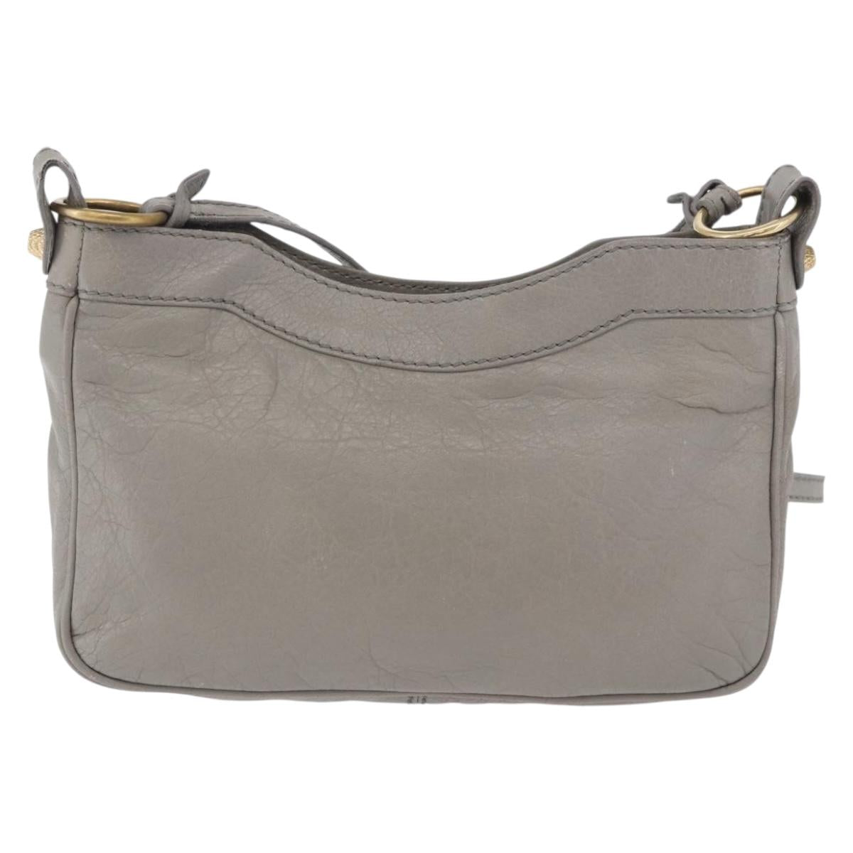 BALENCIAGA Giant Hip Shoulder Bag Leather Gray Gold 237203 Auth bs37003A