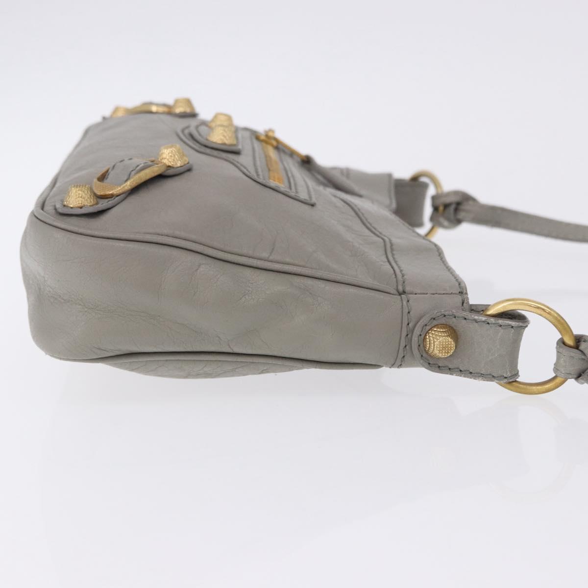BALENCIAGA Giant Hip Shoulder Bag Leather Gray Gold 237203 Auth bs37003A