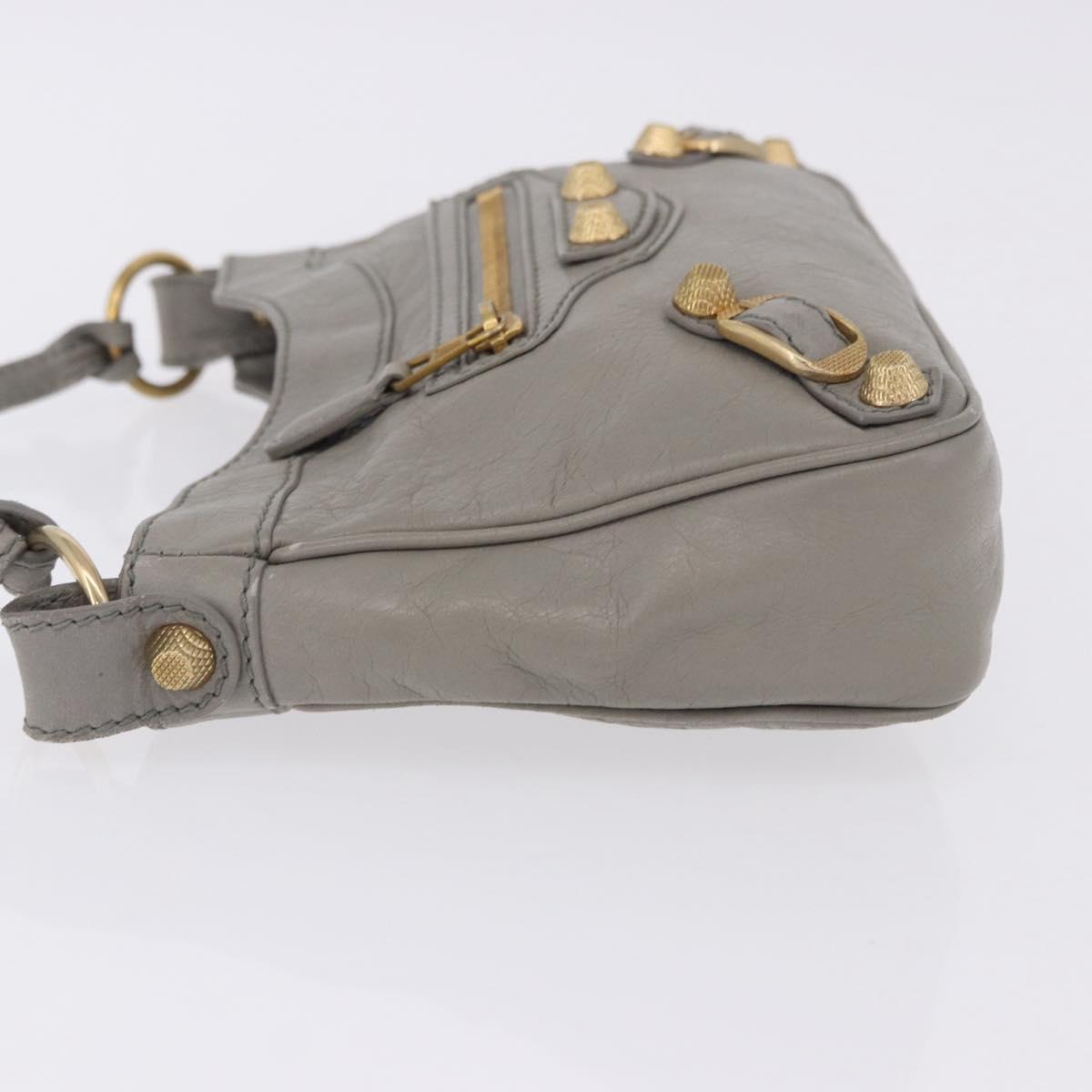 BALENCIAGA Giant Hip Shoulder Bag Leather Gray Gold 237203 Auth bs37003A