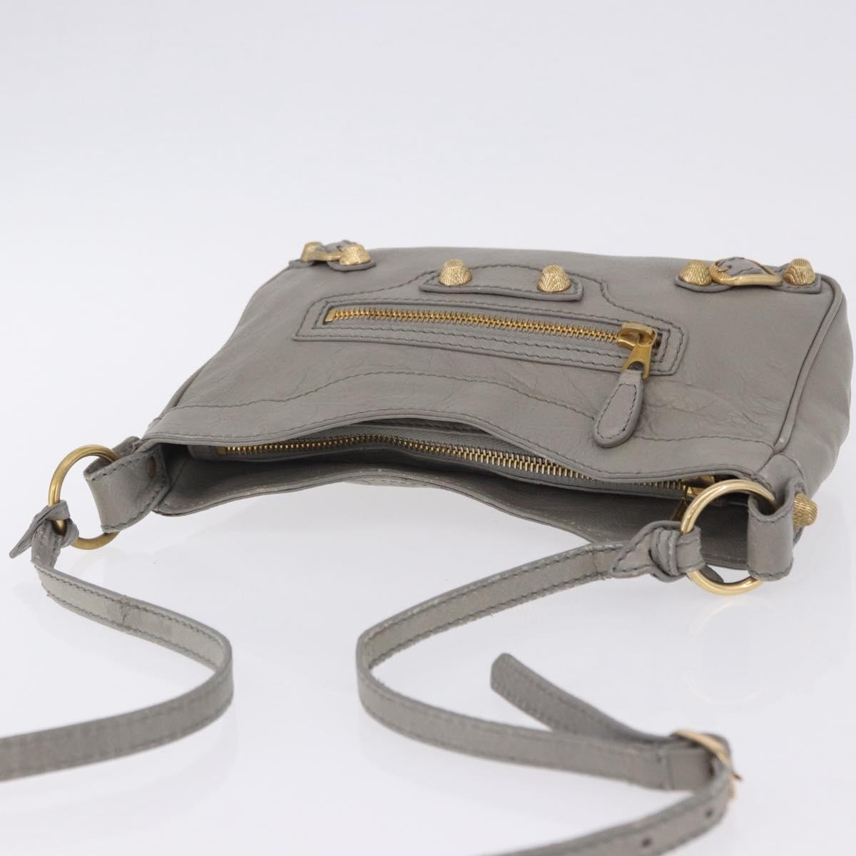 BALENCIAGA Giant Hip Shoulder Bag Leather Gray Gold 237203 Auth bs37003A