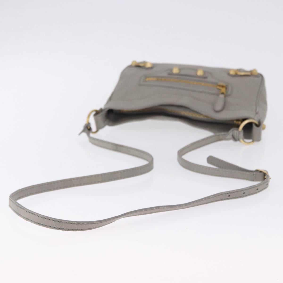BALENCIAGA Giant Hip Shoulder Bag Leather Gray Gold 237203 Auth bs37003A
