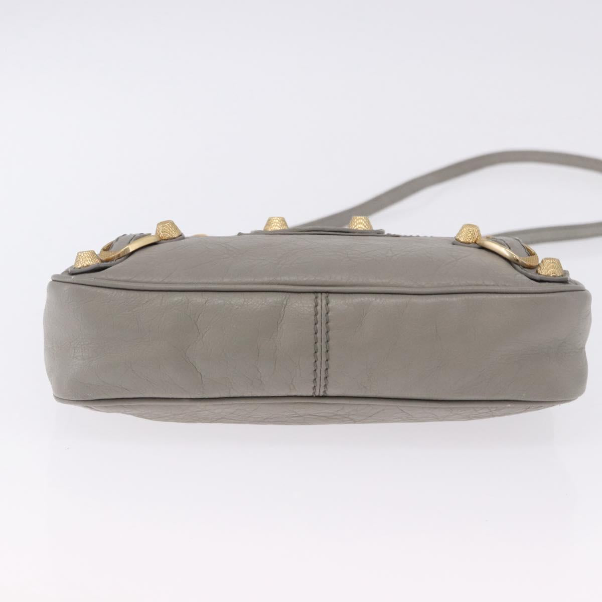 BALENCIAGA Giant Hip Shoulder Bag Leather Gray Gold 237203 Auth bs37003A
