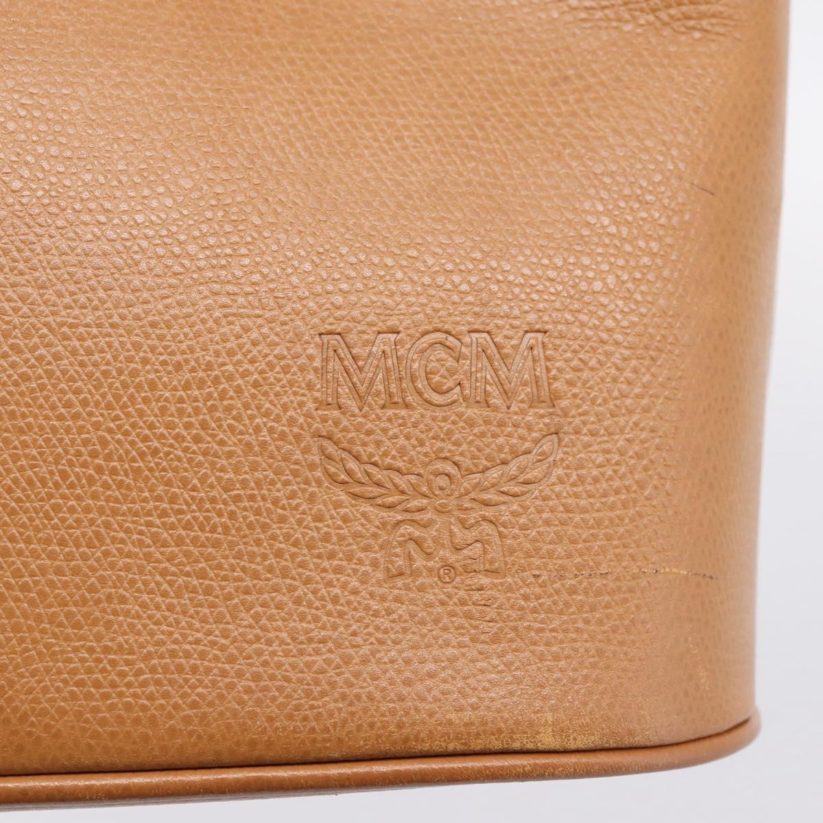 MCM Hand Bag Leather Brown Gold Auth bs37006
