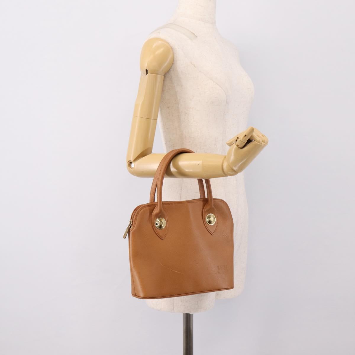 MCM Hand Bag Leather Brown Gold Auth bs37006