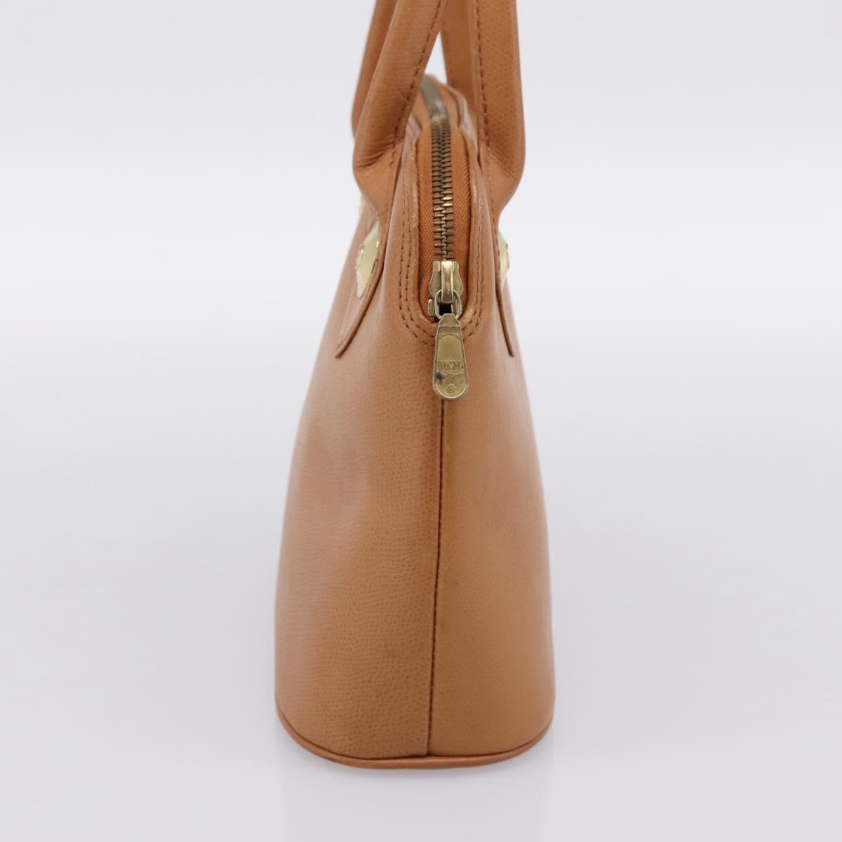 MCM Hand Bag Leather Brown Gold Auth bs37006
