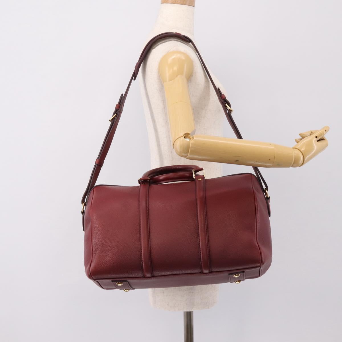 LOUIS VUITTON Parnasea SC Bag MM Boston Bag Leather Red M94762 LV Auth bs37008V