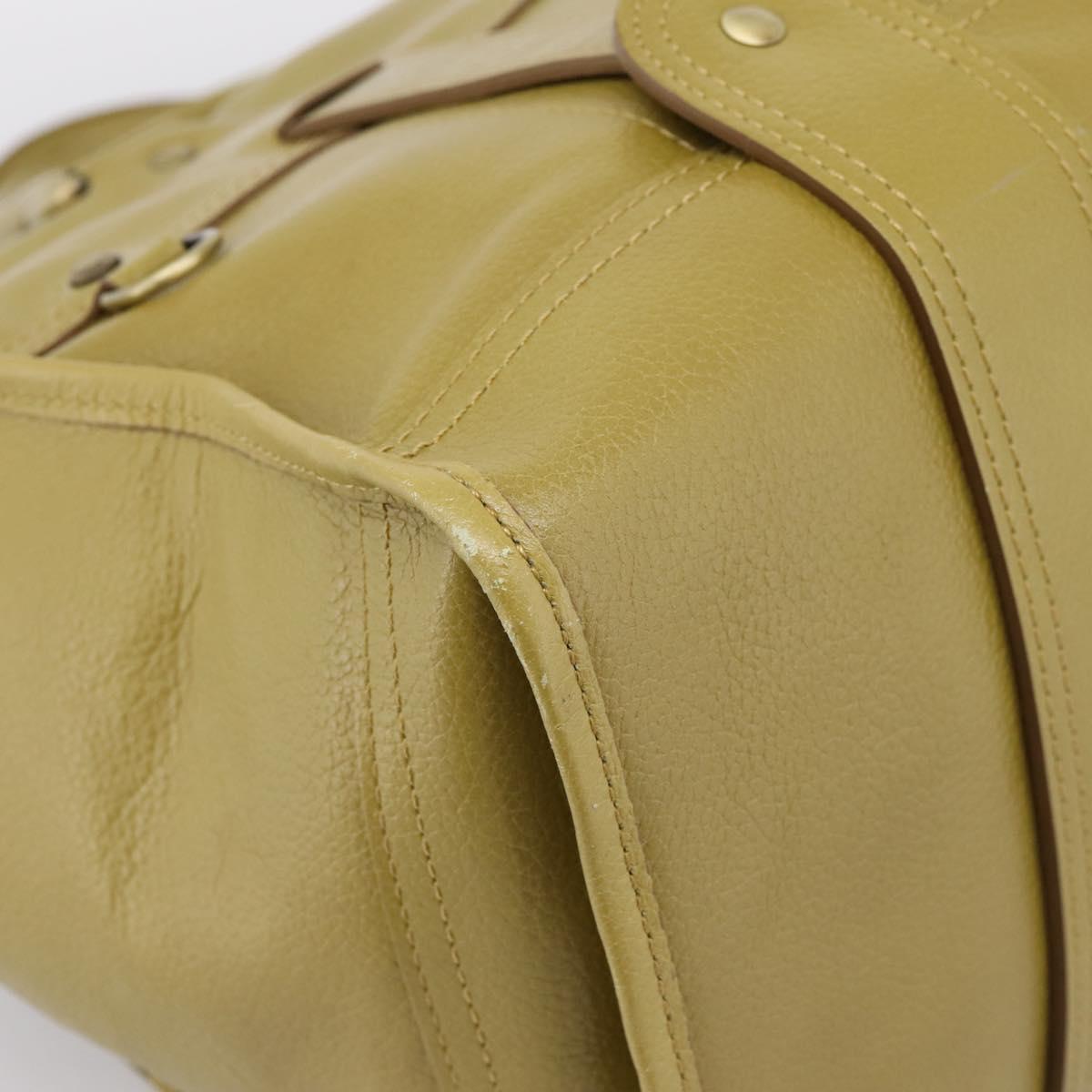 BURBERRY Hand Bag Leather Green Gold Auth bs37013