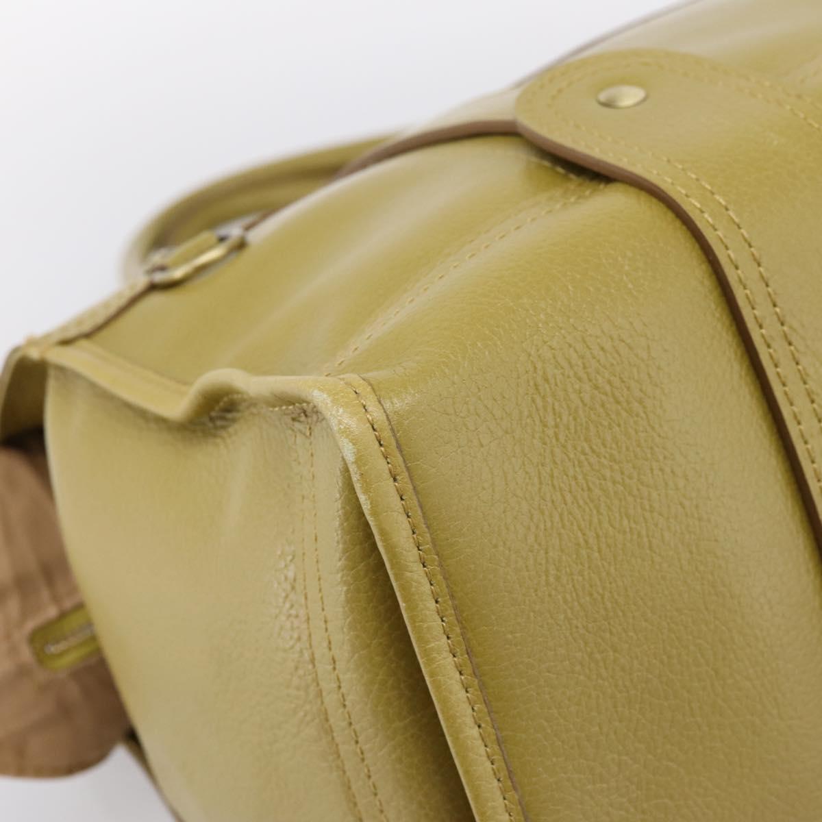 BURBERRY Hand Bag Leather Green Gold Auth bs37013