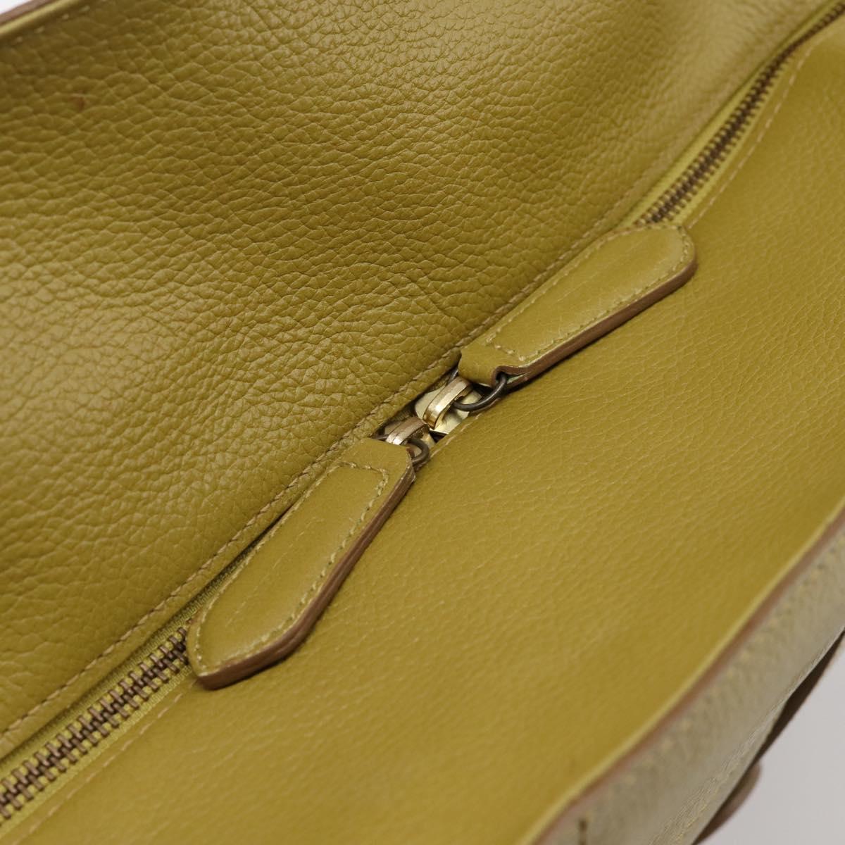 BURBERRY Hand Bag Leather Green Gold Auth bs37013