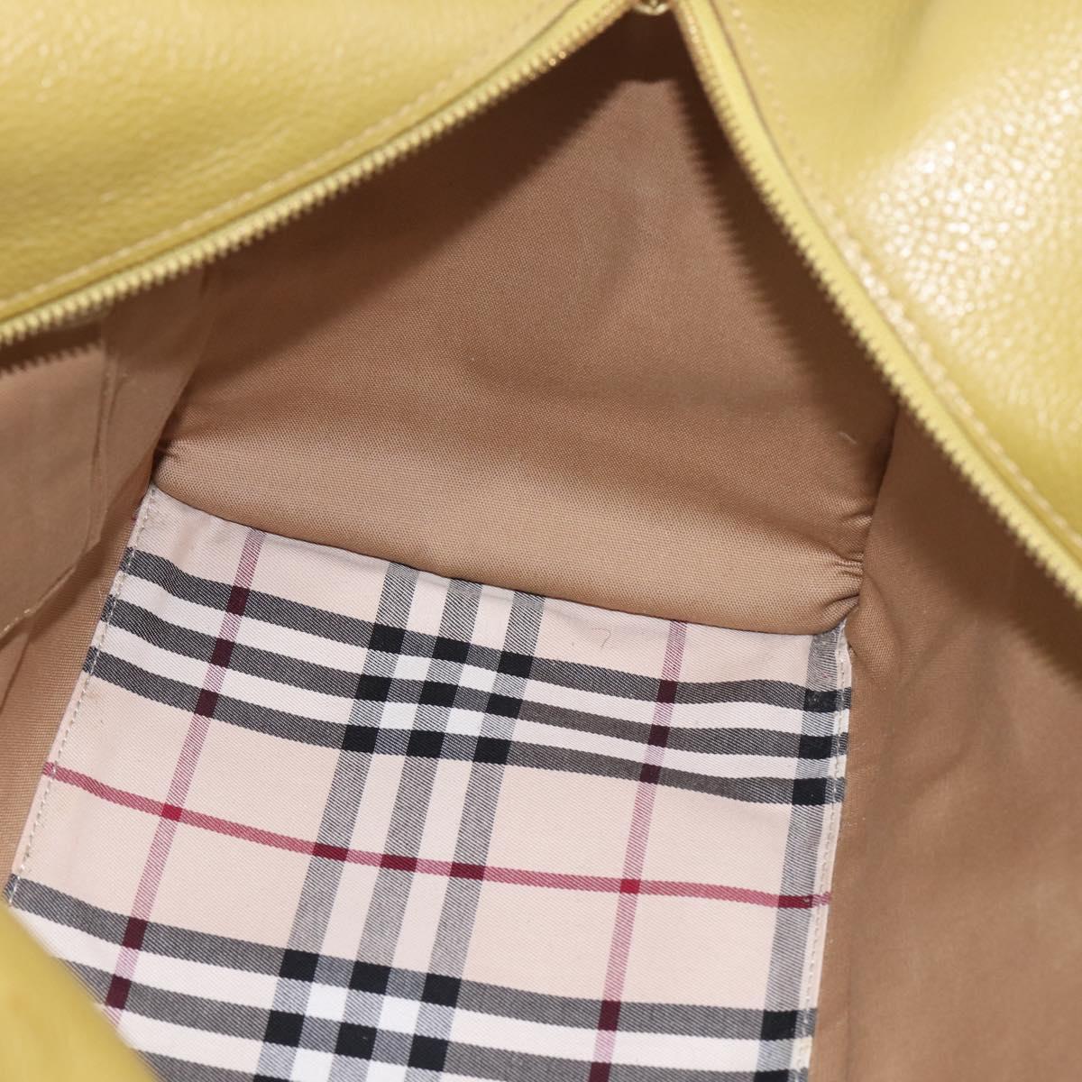 BURBERRY Hand Bag Leather Green Gold Auth bs37013