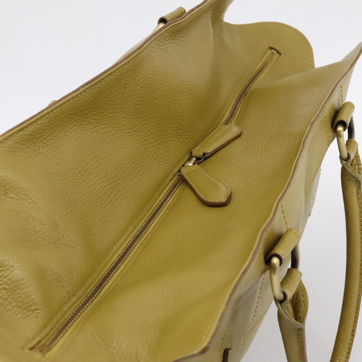BURBERRY Hand Bag Leather Green Gold Auth bs37013