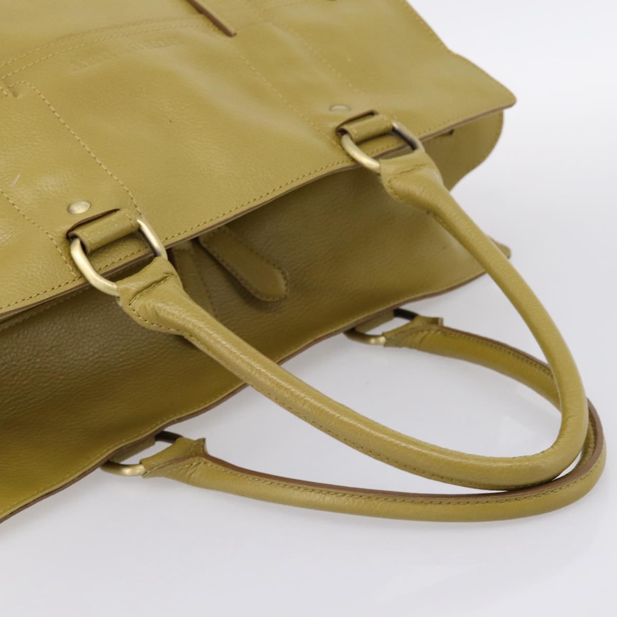 BURBERRY Hand Bag Leather Green Gold Auth bs37013