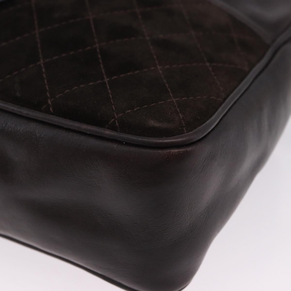 BALENCIAGA Shoulder Bag Suede Leather Brown Gold Auth bs37014