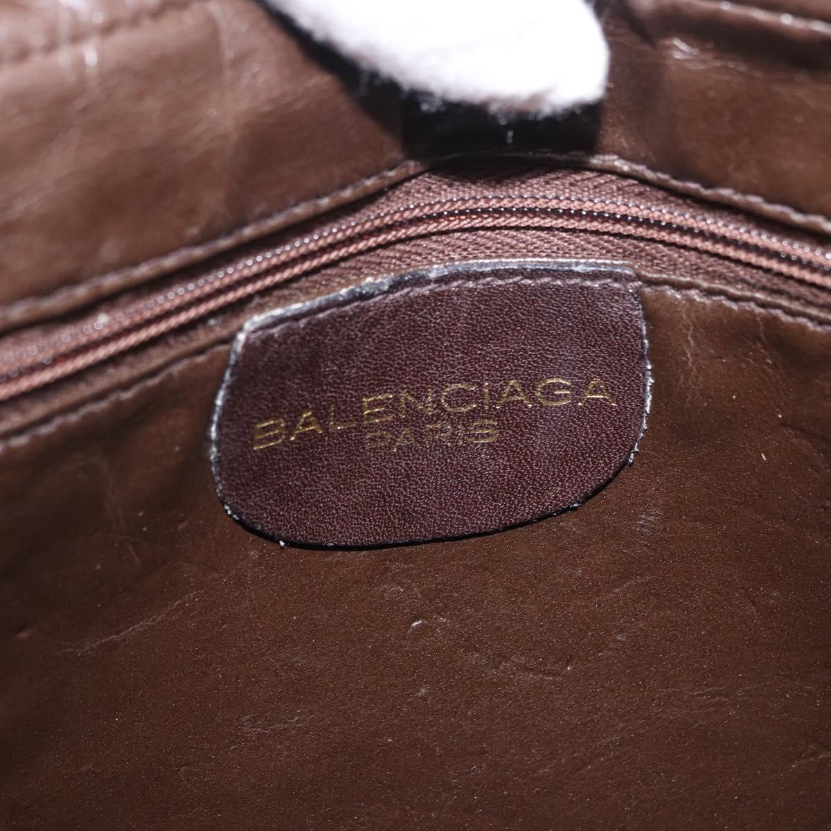 BALENCIAGA Shoulder Bag Suede Leather Brown Gold Auth bs37014