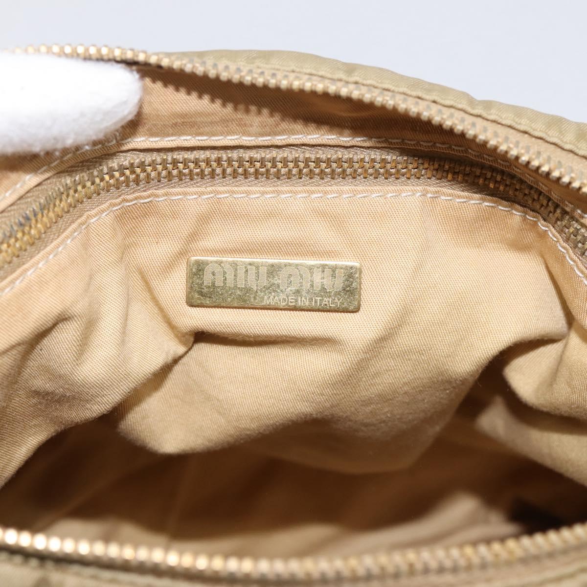 Miu Miu Shoulder Bag Nylon Beige Gold Auth bs37016