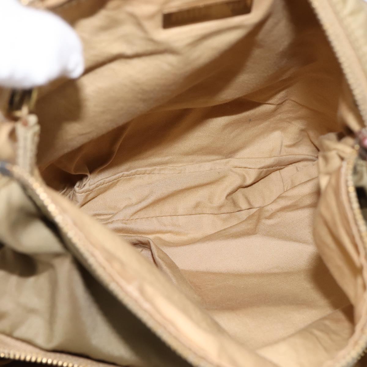 Miu Miu Shoulder Bag Nylon Beige Gold Auth bs37016
