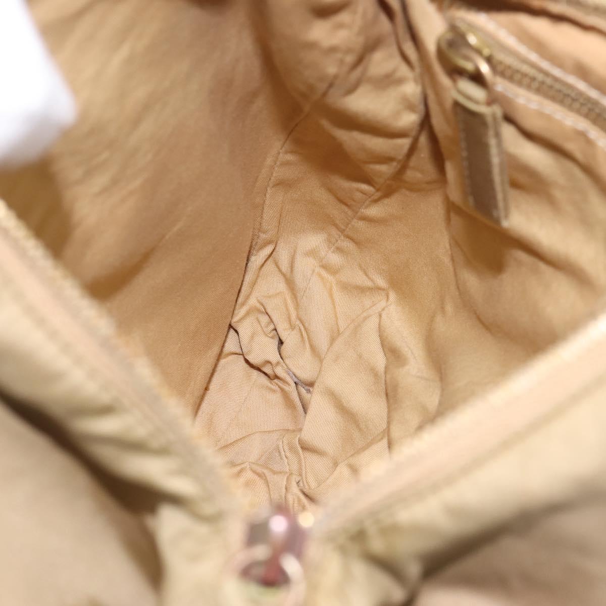 Miu Miu Shoulder Bag Nylon Beige Gold Auth bs37016