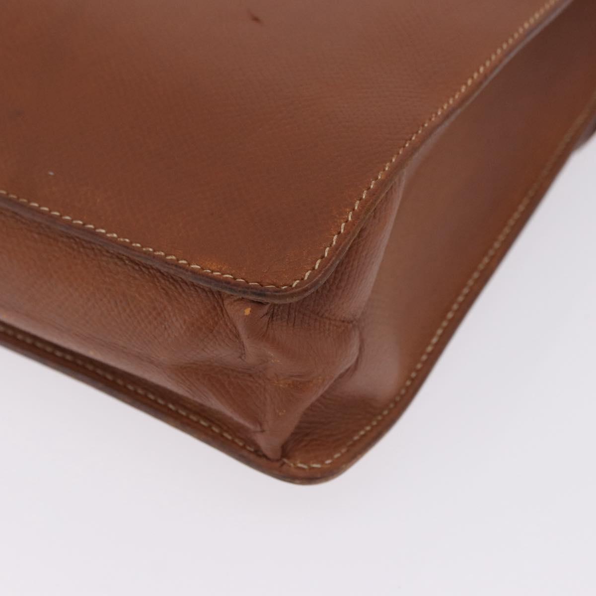 HERMES Danube 38 Business Bag Leather Brown Gold Auth bs37017