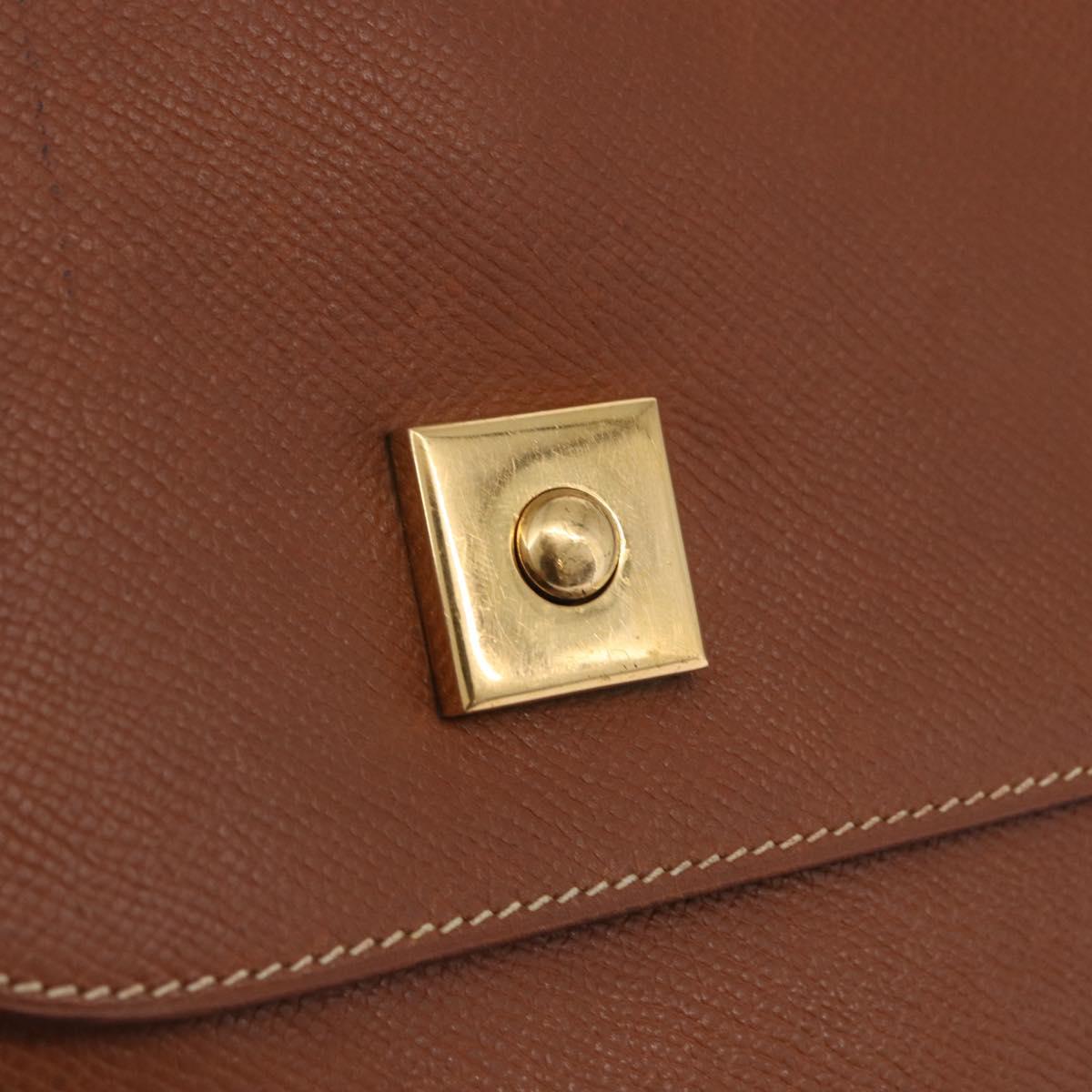 HERMES Danube 38 Business Bag Leather Brown Gold Auth bs37017