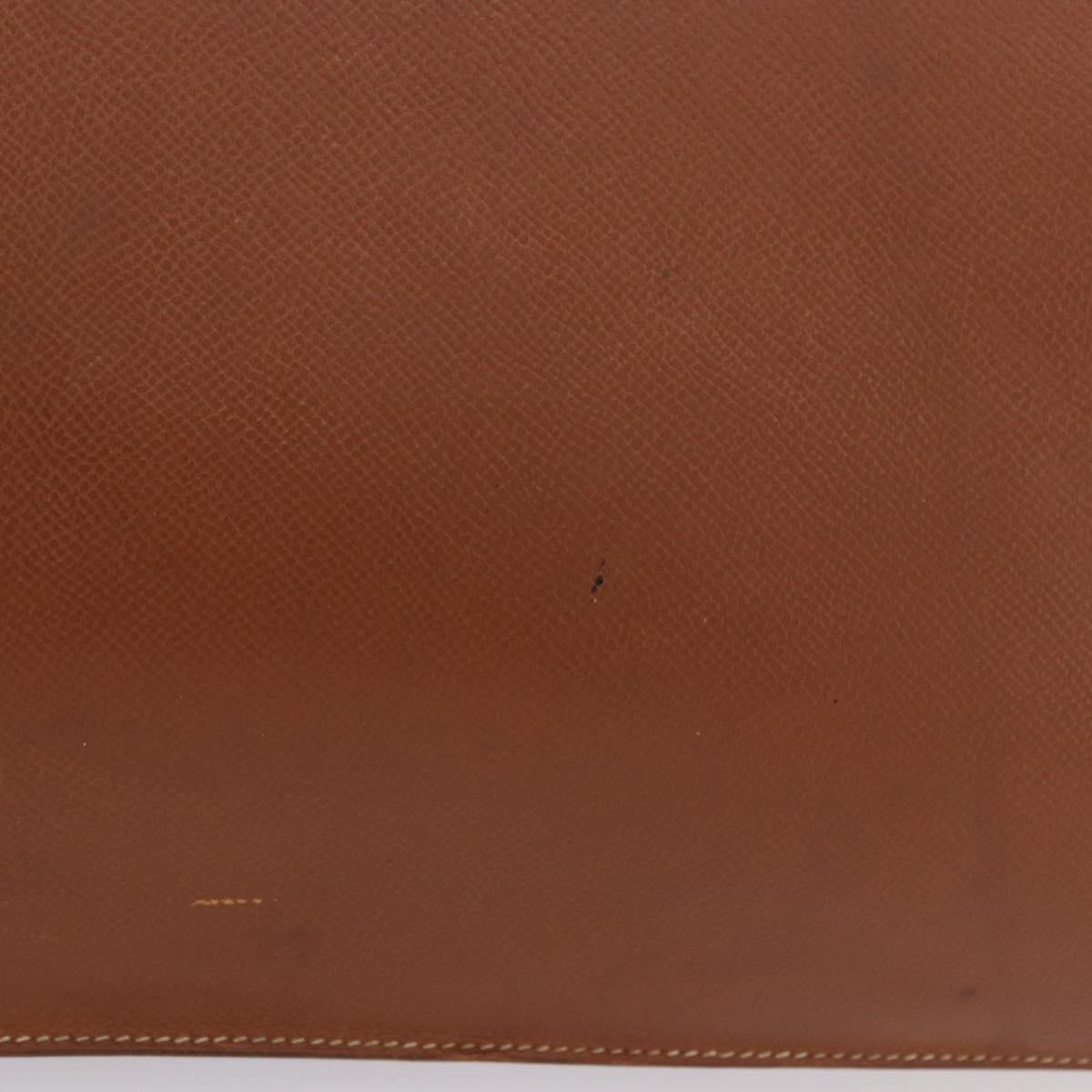 HERMES Danube 38 Business Bag Leather Brown Gold Auth bs37017