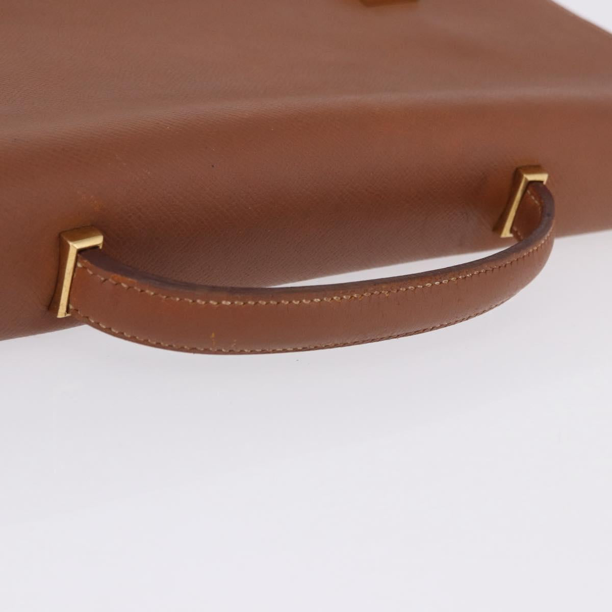 HERMES Danube 38 Business Bag Leather Brown Gold Auth bs37017